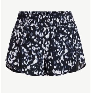 Women's Black & White Printed Athletic Shorts with Elastic Waist